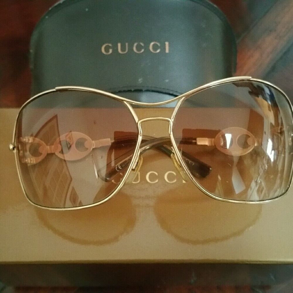Gucci 2775 Gold Nautical Link Aviator Sunglasses